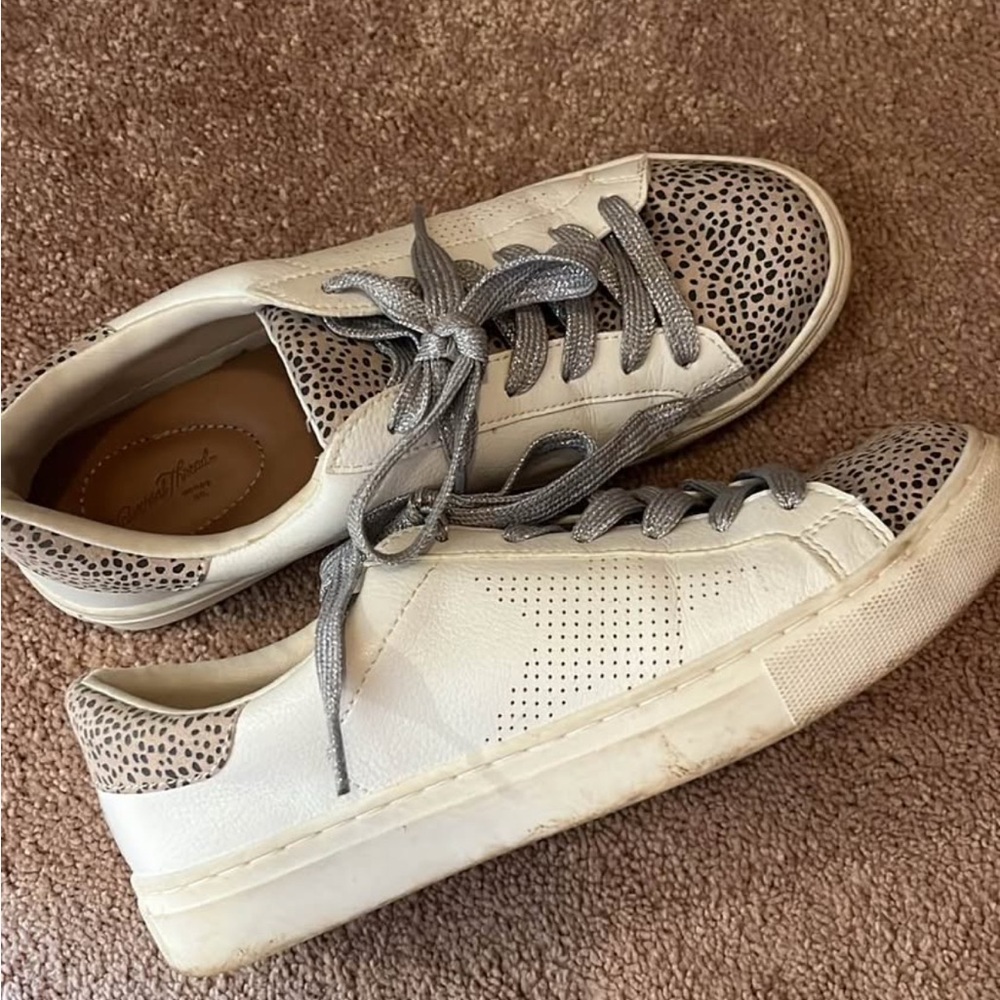 White and Gray Animal Print Sneakers